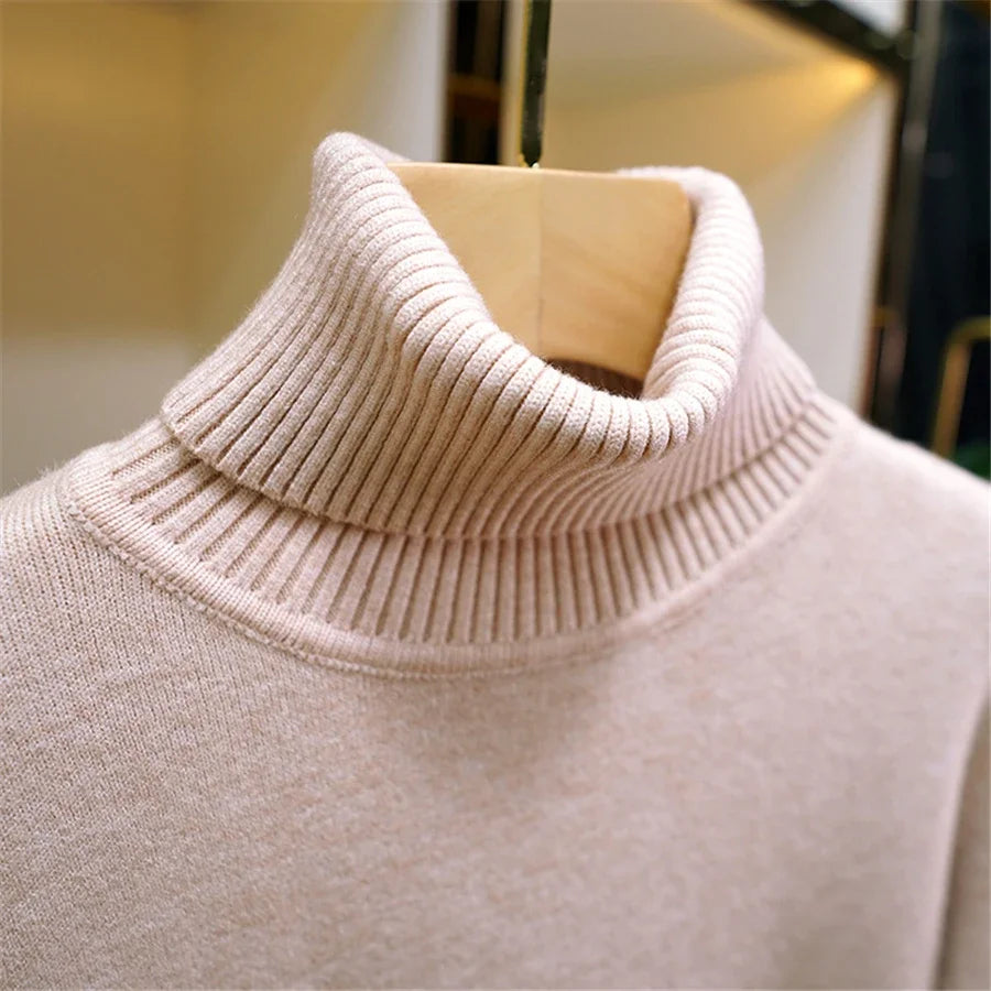 Winter Thick Plush Fleece Lined Knit Pullover Warm Soft Knitwear Jumper Turtleneck Sweater Women Slim Sueter Top New Malhas Pull