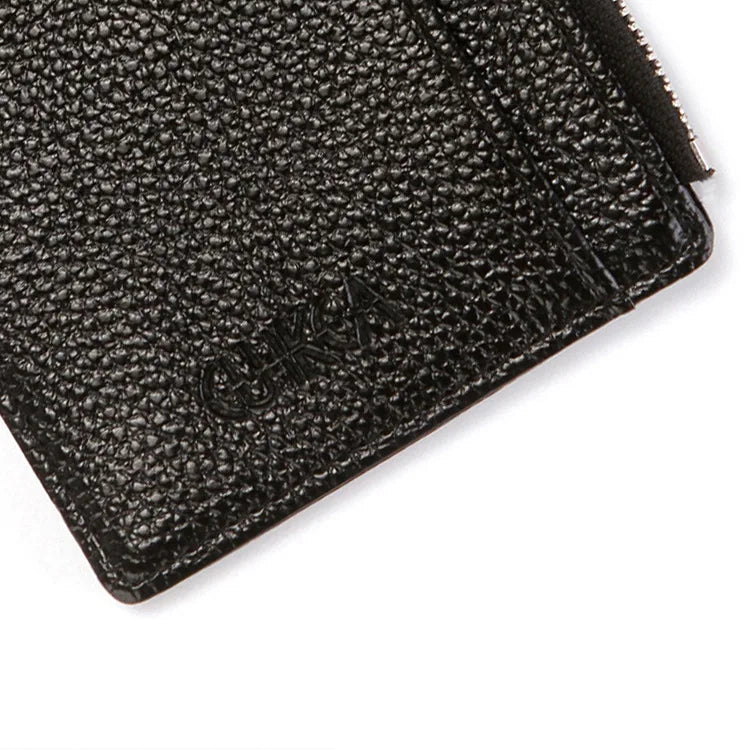 Mini Zipper Card Bag Slim ID Bank Purse Wallet Credit Organizer Portable Small Slim Ultra-thin Short Purse for Men Black