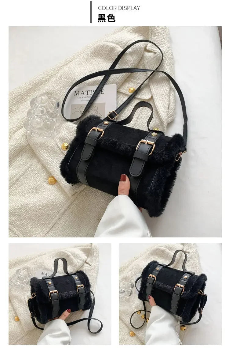 Winter Women Crossbody/shoulder Bag 2023 New Lamb Plush Velvet Bag Lady Small Square Handbag French Korea Style