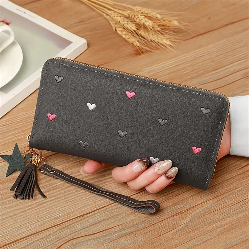 Women Long Wallets Purses Luxury Love Heart Wallets for Ladies Girl Money  Pocket Card Holder Female Wallets Phone Clutch Bag