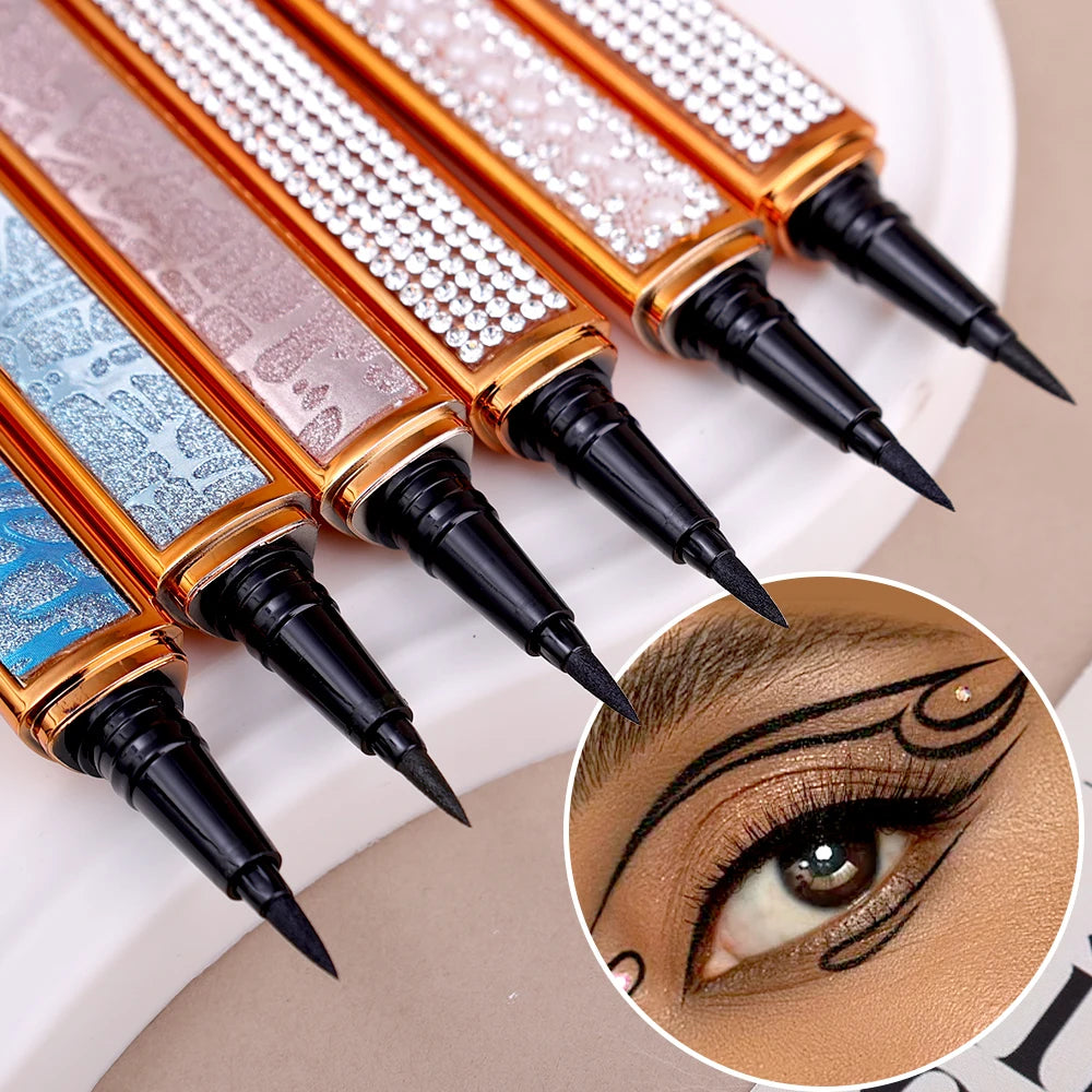 Crayon Eyeliner Auto-Adhésif Longue Durée Sans Colle Non Magnétique Séchage Rapide Cils Collants Eye Liner Stylo 2 en 1