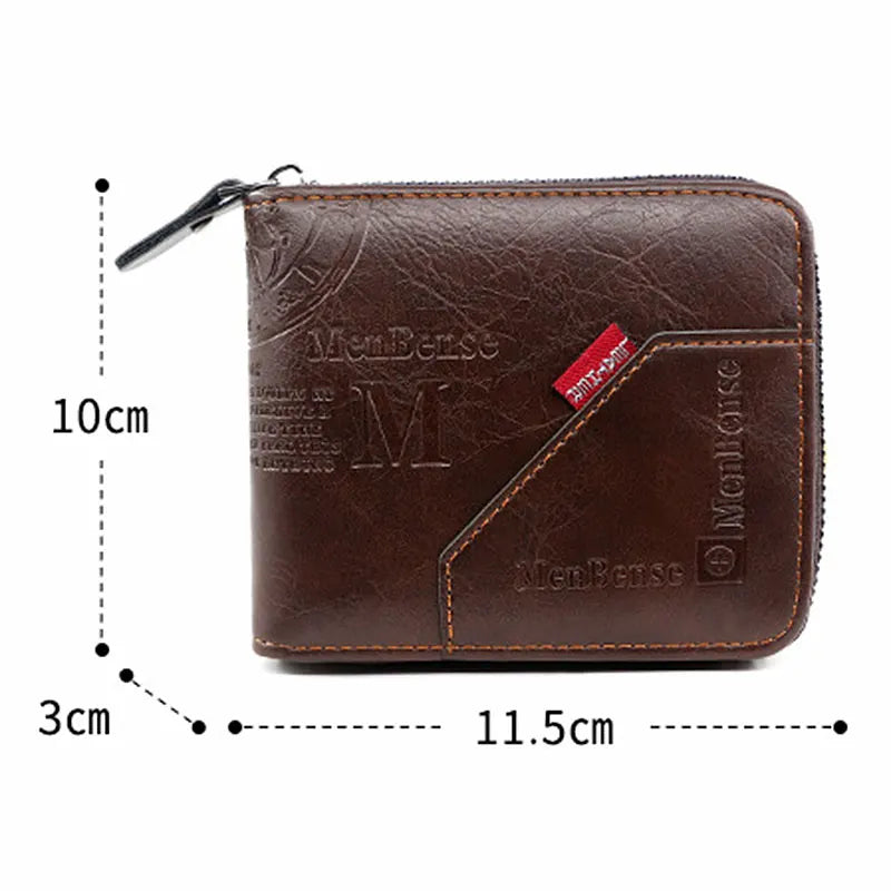 New High Quality Zipper Men Wallets Brand Card Holder Classic Male Wallet  Photo Holder Coin Pocket Men's Purses