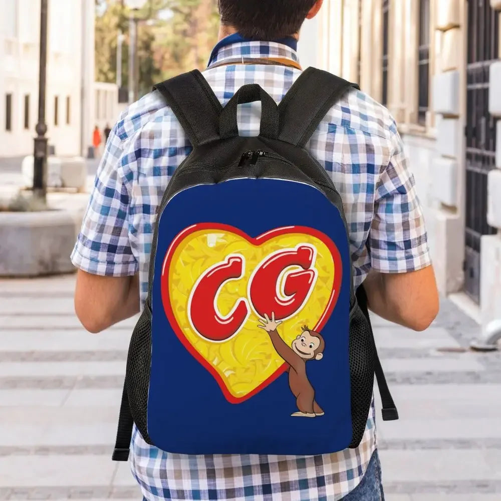 Customized Curious George Backpacks Women Men Casual Bookbag for School College Monkey Bags