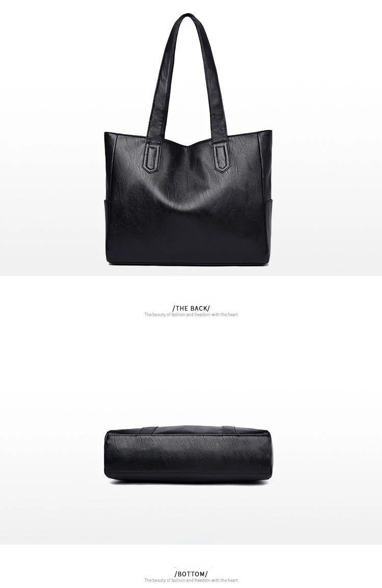 Women Bags New All-match Handbag Shoulder Simple Big Large Capacity Totes Lady Shopping Bag PU Leather Black Hand Bag