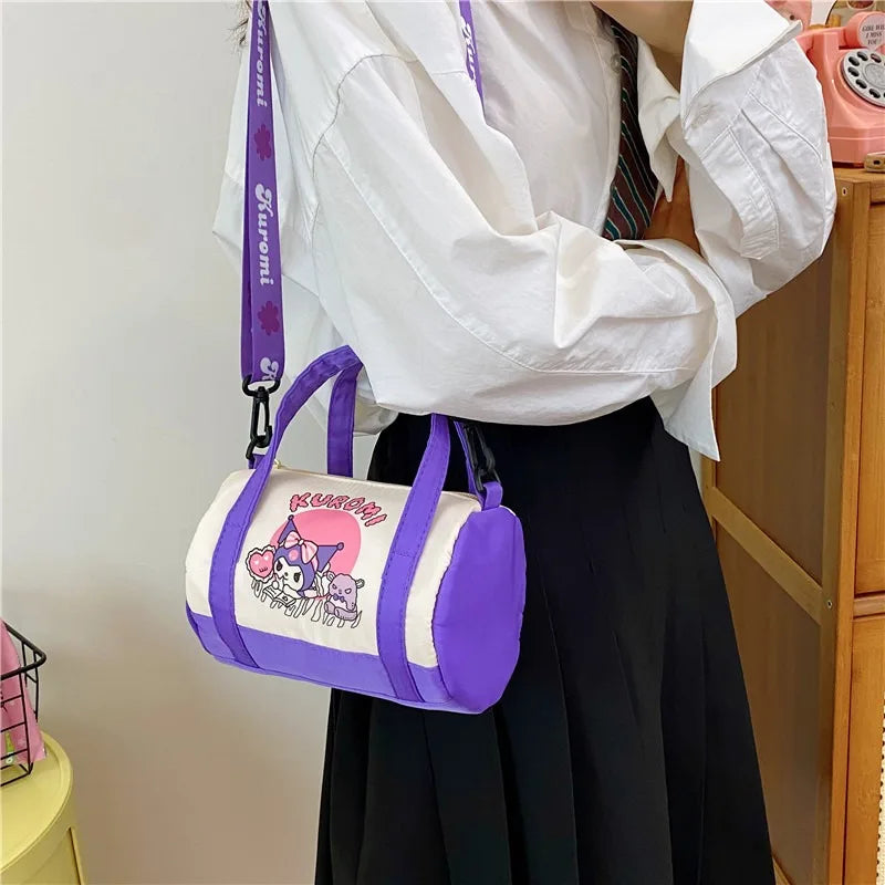 Stitch Canvas Bucket Bag Cute Cartoon Handbag Casual All-match Crossbody Bag Portable Anime Satchel Tote Women Fashion Backpacks