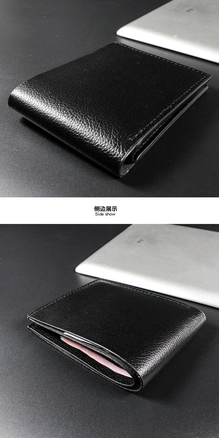 Men's Wallet Genuine Leather Men Wallets Premium Product Real Cowhide Wallets for Man Short Black Walet Portefeuille Homme