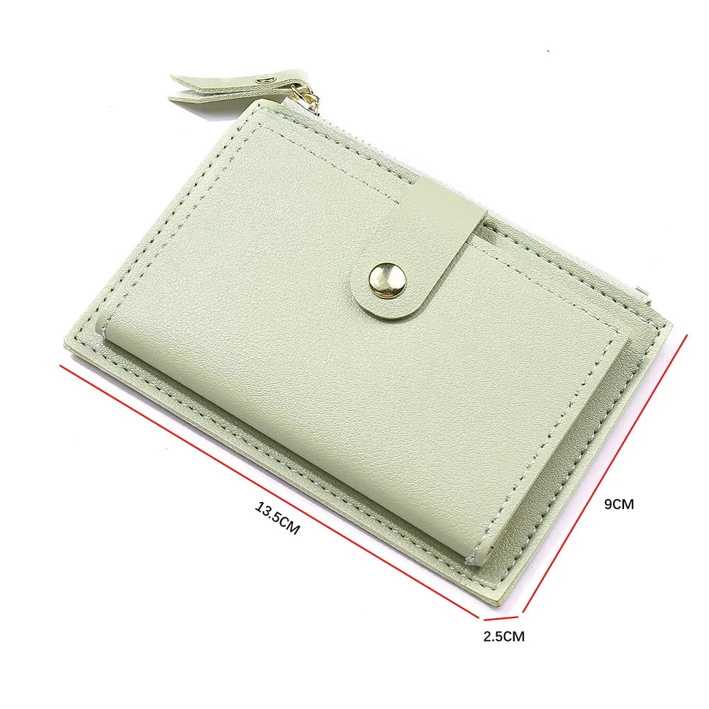 Women Fashion Small Wallet Purse Solid Color PU Leather Mini Coin Purse Wallet Credit Card Holder Bags Zipper Coin Purse