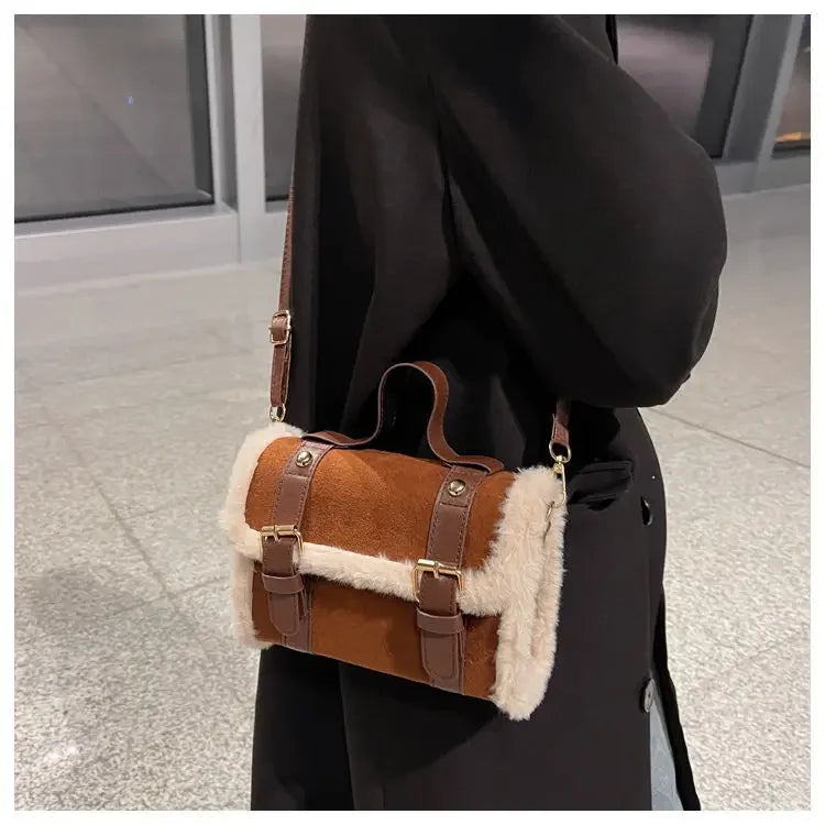 Winter Women Crossbody/shoulder Bag 2023 New Lamb Plush Velvet Bag Lady Small Square Handbag French Korea Style