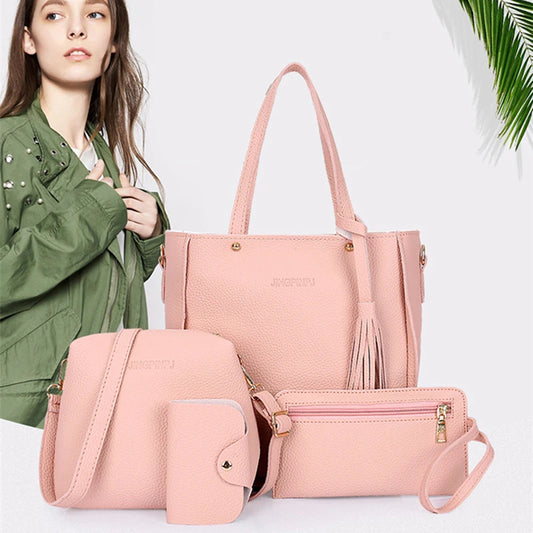 European And American Retro New Style Mother And Child Bag Pu 4-Piece Set Single Shoulder Carrying Crossbody Bag