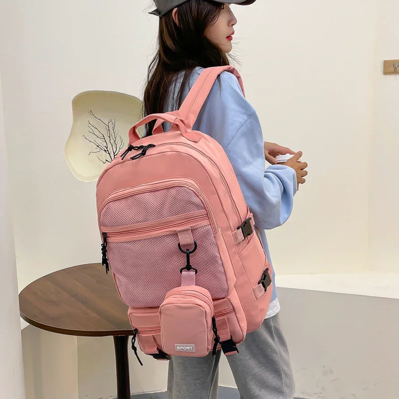 Hot Selling Solid Color Multi Kinetic Oxford Women's Backpack 2024 New Business Travel Sports High-capacity Men's Backpack