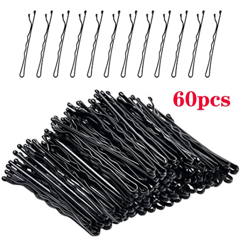 60/240Pcs Black Hair Clips U-Shaped Bobby Pin Invisible Wavy Hairpin Hairstyle Styling Metal Hair Grip Barrette Hair Accessories