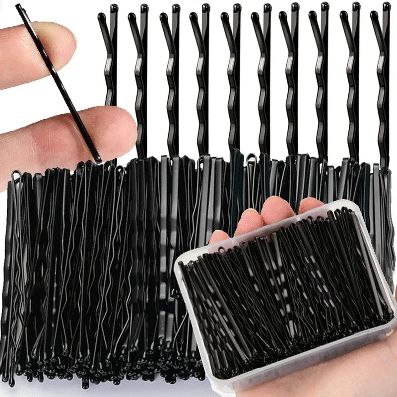 60/240Pcs Black Hair Clips U-Shaped Bobby Pin Invisible Wavy Hairpin Hairstyle Styling Metal Hair Grip Barrette Hair Accessories