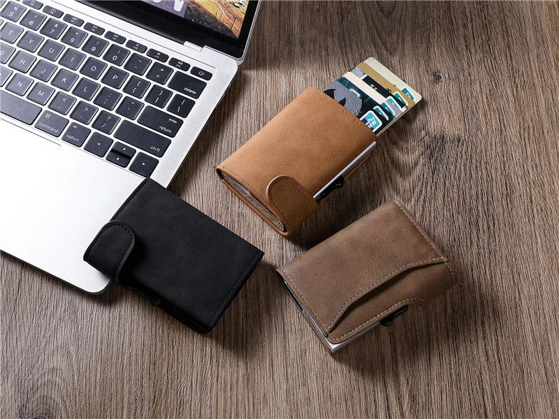 Men Business Aluminum Cash ID Card Holder RFID Blocking Slim Metal Wallet Coin Purse Credit Card Wallet