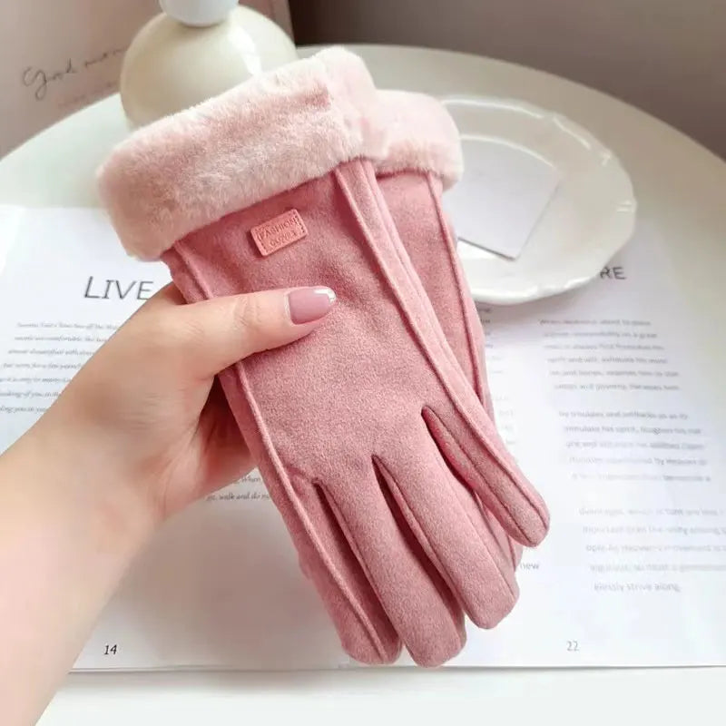 New Fashion Gloves Autumn Winter Cute Furry Warm Mitts Full Finger Mittens Women Outdoor Sport Female Gloves Screen