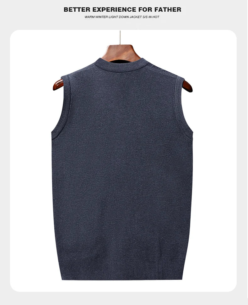 Men's Thickened Casual Sweater Tank Top Autumn and Winter Warm Men's Cardigan Tank Top