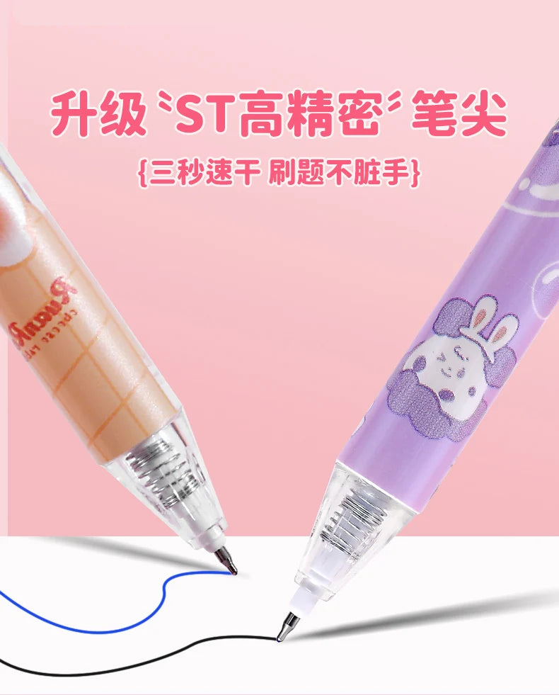 6pcs Set ,Magic Erasable Ballpoint Pen, Retractable Gel  Pen with Thermosensitive Ink, Bullet Nib,  Cartoon Designs