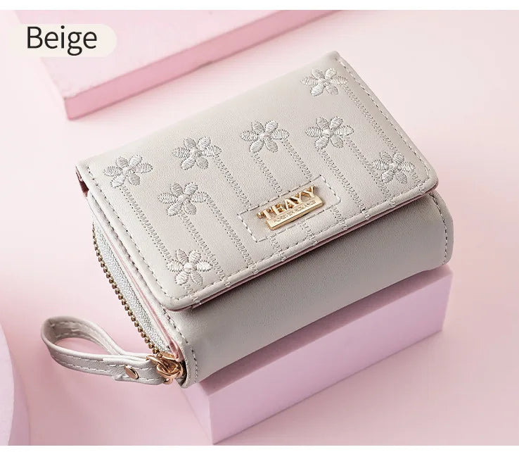 Small Women's Wallet Solid Short Pu Leather Female Wallets Hasp Coin Purse Card Holders for Girls Student 2024 Clutch Money Bag