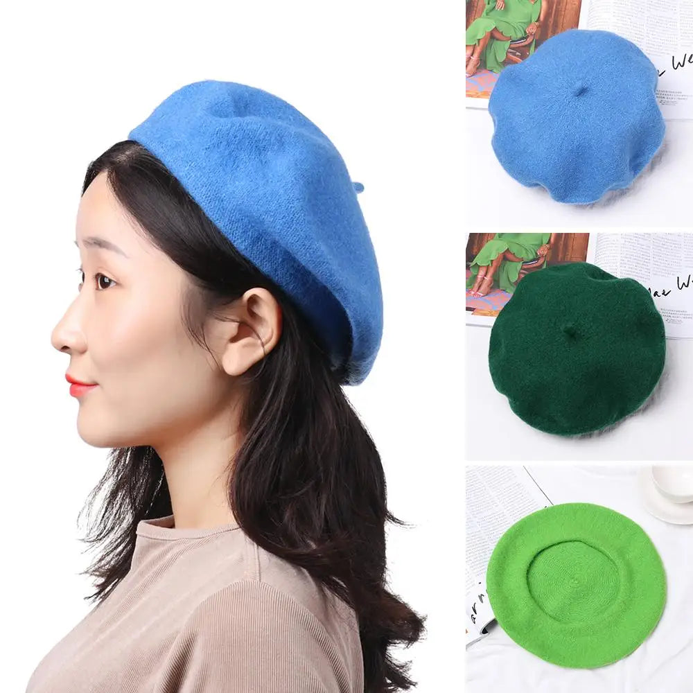 Autumn Winter Felt Beret Hats Women Fashion French Painter Hat Girls Trendy Solid Color Berets Ladies Multicolored Flat Cap