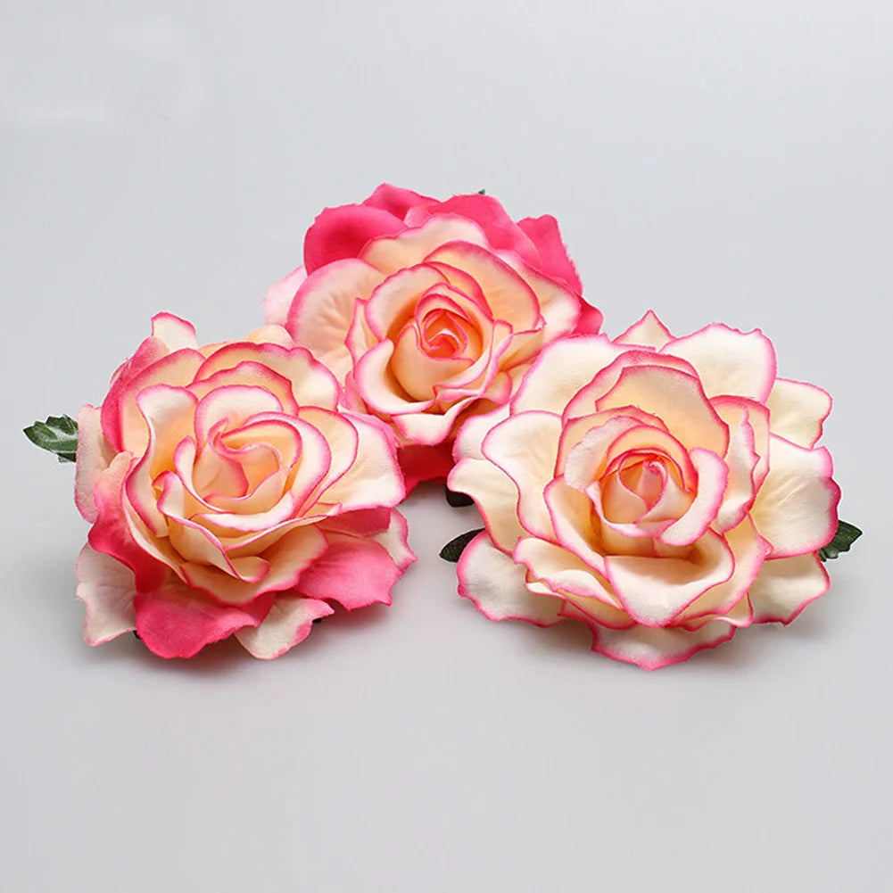 Flamenco Flowers For Hair DIY Headdress For Bridal Flocking Cloth Red Rose Flower Hairpin Hair Clip Party Hair Accessories