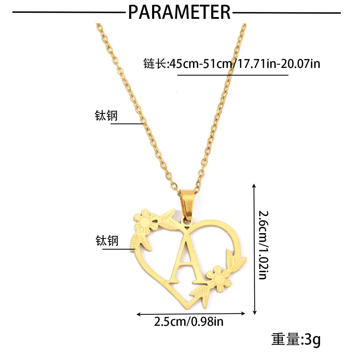 Collier avec pendentif délicat en forme de cœur et de fleur pour femme et fille, couleur qui ne se décolore jamais, en acier inoxydable, bijoux avec nom et alphabet