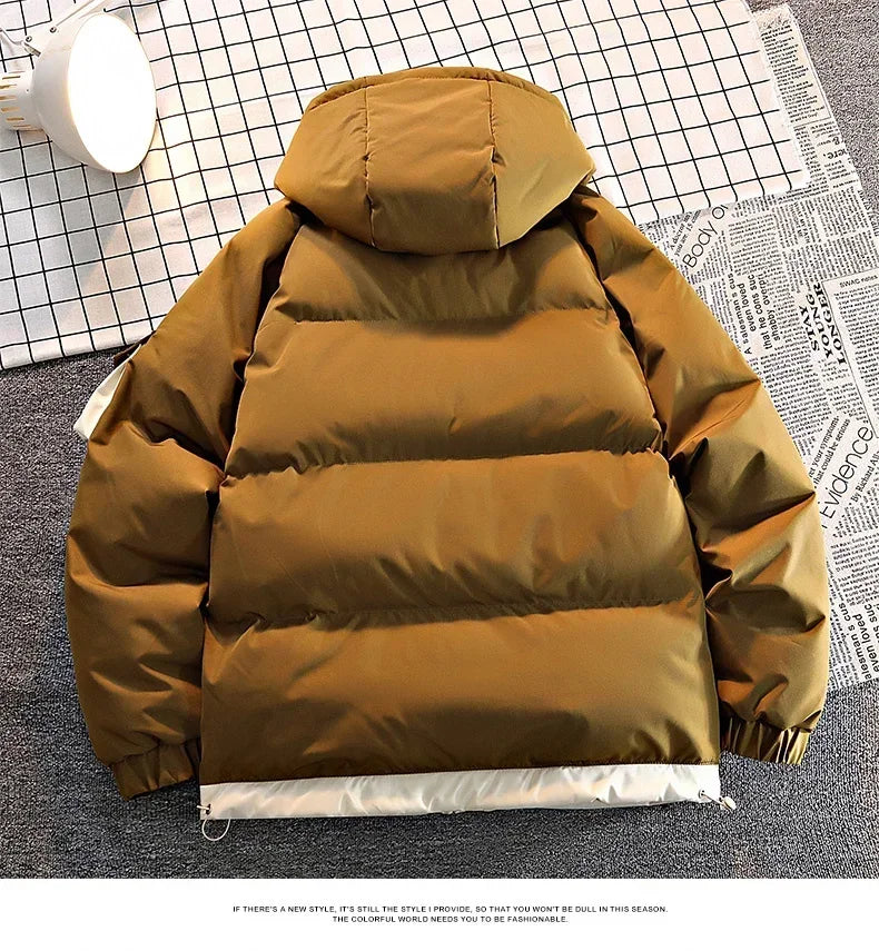 Men Hooded Winter Thicken Warm Winter Man Windproof Jacket New Streetwear Casual Parkas Padded Jacket Male Loose Coats