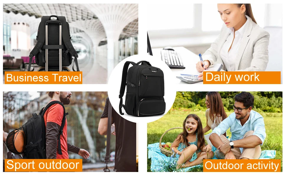 CoolBELL Lunch Backpack 15.6/17.3 Inches Laptop Backpack with Insulated Compartment / USB Port For Hiking Work Travel Men Women