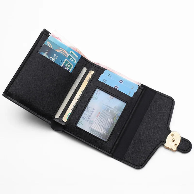 PU Leather Women Wallet Fashion Multi-card Three-fold Money Clip C Letter Coin Purses Women