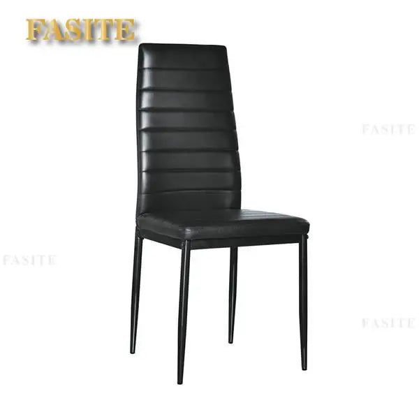 Dining Table Chairs Set Include 1 2-Layer Square Tempered Glass Dining Table + 4 Elegant High Backrest Dining Chairs Black