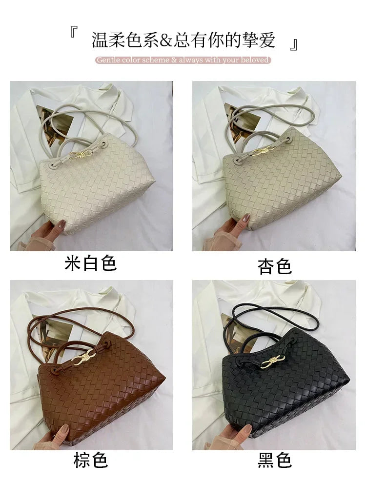 High end, large capacity handbag, women's simple woven bag, practical and versatile single shoulder crossbody bag