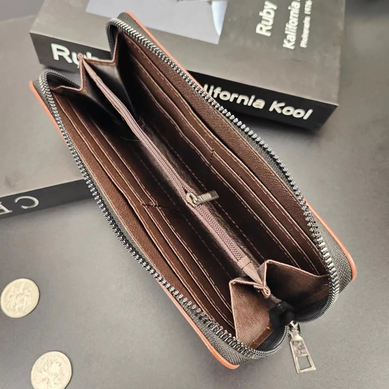 High Quality Men Wallet Long Style Credit Card Holder Male Phone Purse Zipper Large Capacity Brand PU Leather Clutch Bag For Men