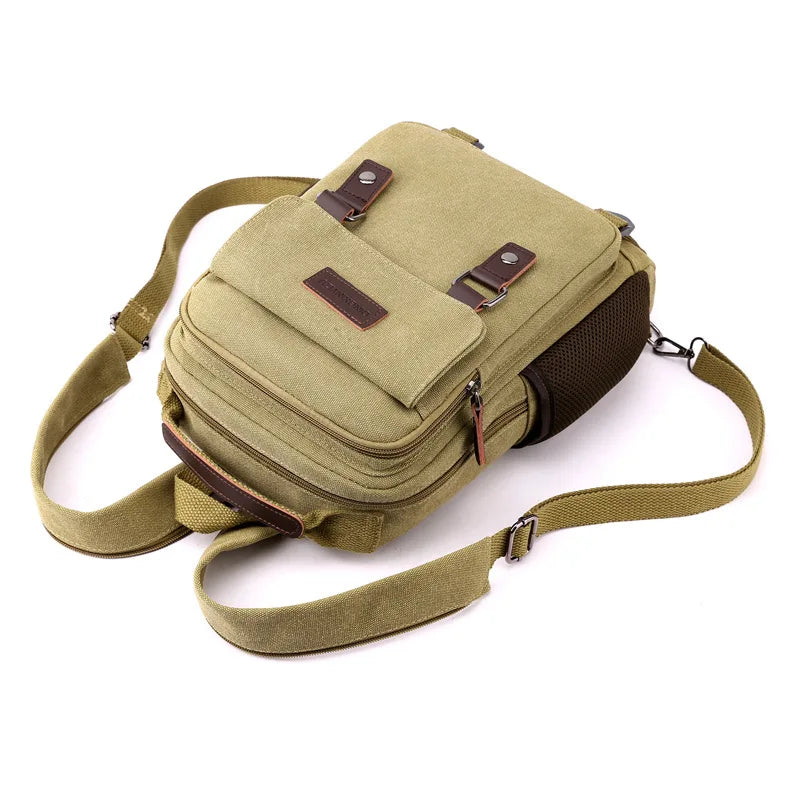 Small Mens Backpack Canvas Casual Backpacks for Men 2024 Mini Male School Bag Rucksack Man Multi-function Crossbody Bag Travel