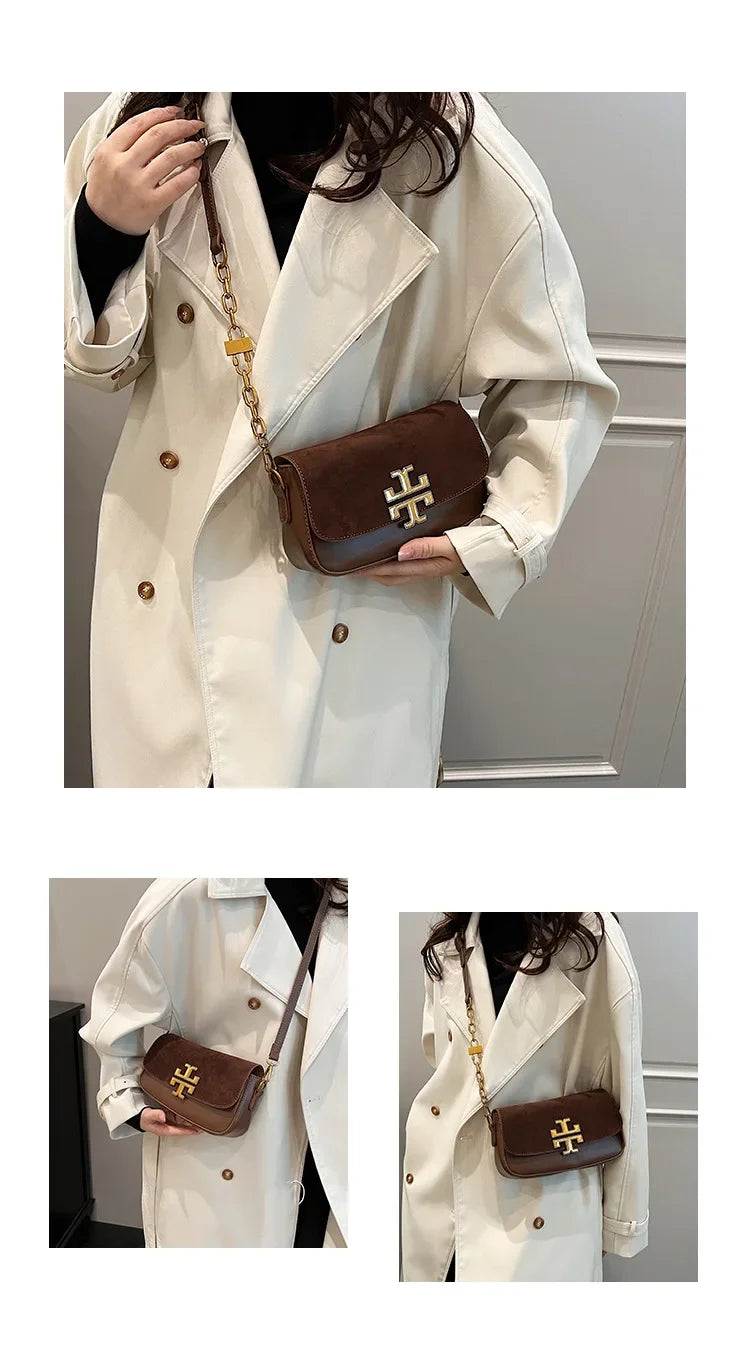 French niche 2024 new bag autumn and winter retro shoulder armpit senior fashion crossbody bag simple small square bag