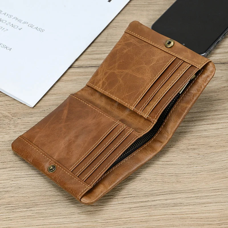 Leather Men‘s Short Wallet Hasp Genuine Leather Unisex Zipper Coin Clutch Purse Cowhide Card Holder Trifold Man wallets