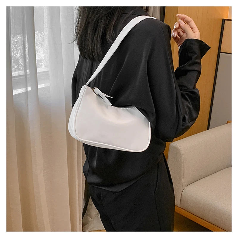 New 2024 Fashion Retro PU Leather Women Handbag Vintage Top-Handle Shoulder Bag Female Small Subaxillary Bag