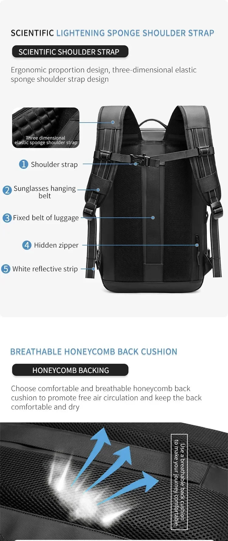 Vacuum Compression Backpack with Vacuum Pump Expandable Travel Backpack for Men Women Airline Approved Business Bag 60L