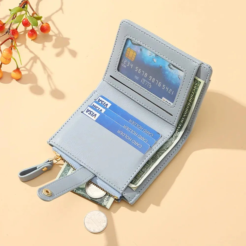 Multi-card Slots Women Short Wallet Fashion Leather Solid Color Women Clutch Crocodile Print Waterproof Card Bag Women