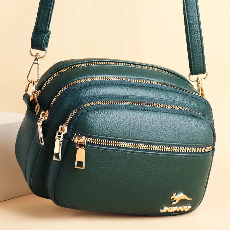 Sac à main en cuir souple de haute qualité pour femme, sac messager à bandoulière tendance, sac multi-poches résistant à l'usure, sac à main de luxe pour femme