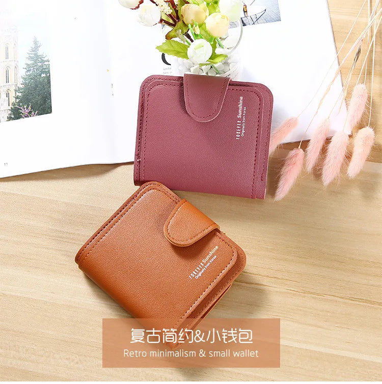 Women Wallets 2023 New Luxury Brand Red Black Small Mini Coin Purse Hasp Card Holder Lady Wallet Zipper Female Leather Buckle