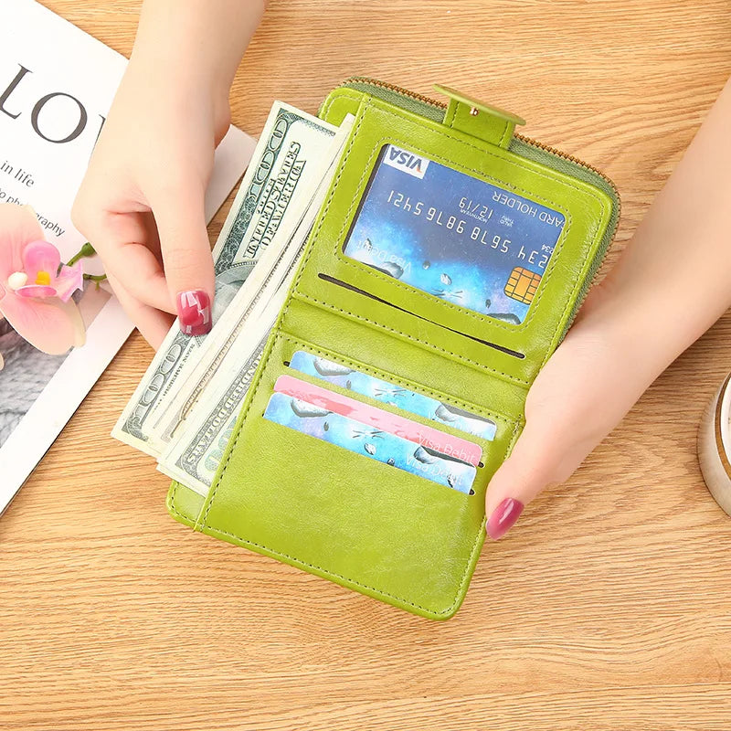 Portefeuilles tendance pour femmes en cuir PU, porte-monnaie court pour femmes, mini porte-cartes rose, porte-monnaie à fermeture éclair pour dames