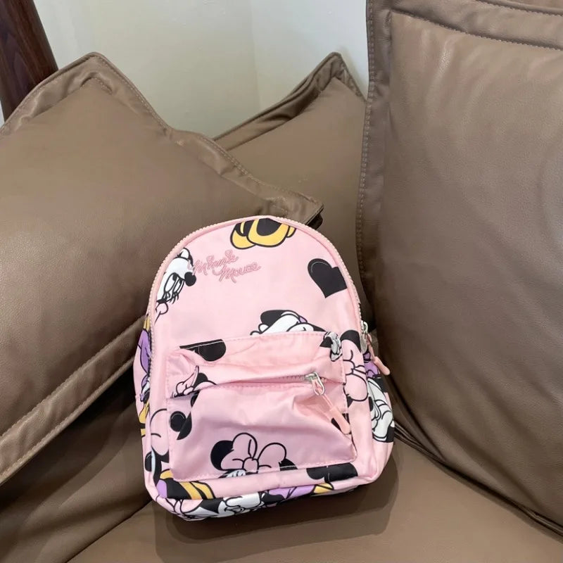 Sac à dos tendance Disney Mickey Mouse pour femme, cartable en toile Minnie, grande capacité, pour filles