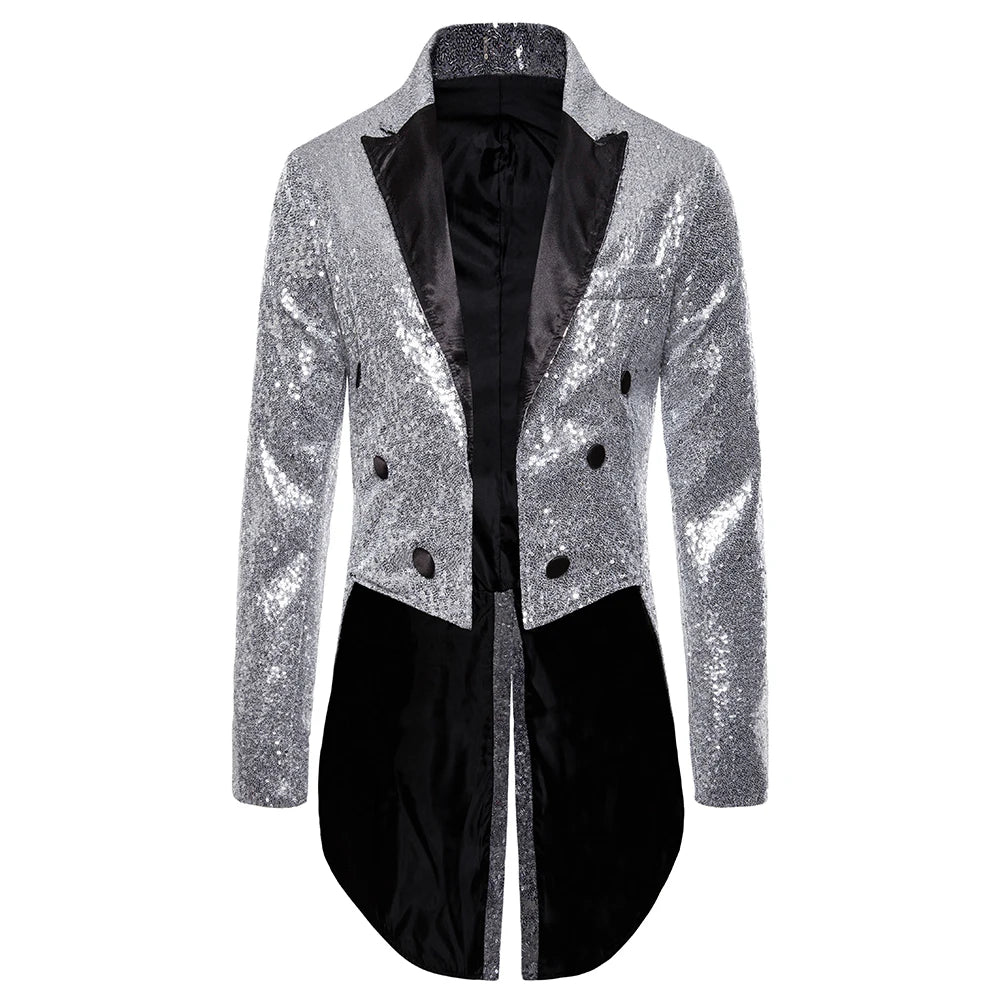 Men's Suit Round Sequin Button Tuxedo Stage Show Wedding Host Dance Festival Celebration Dinner Casual Men's Wear Men's Coat