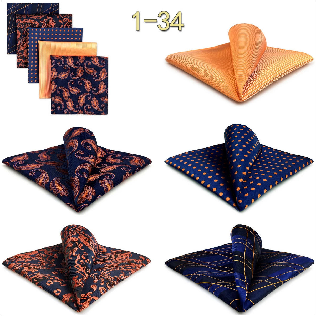 5 Pieces Mens Pocket Squares Wedding Handkerchiefs Set Fashion Formal Bundle Luxury Unique