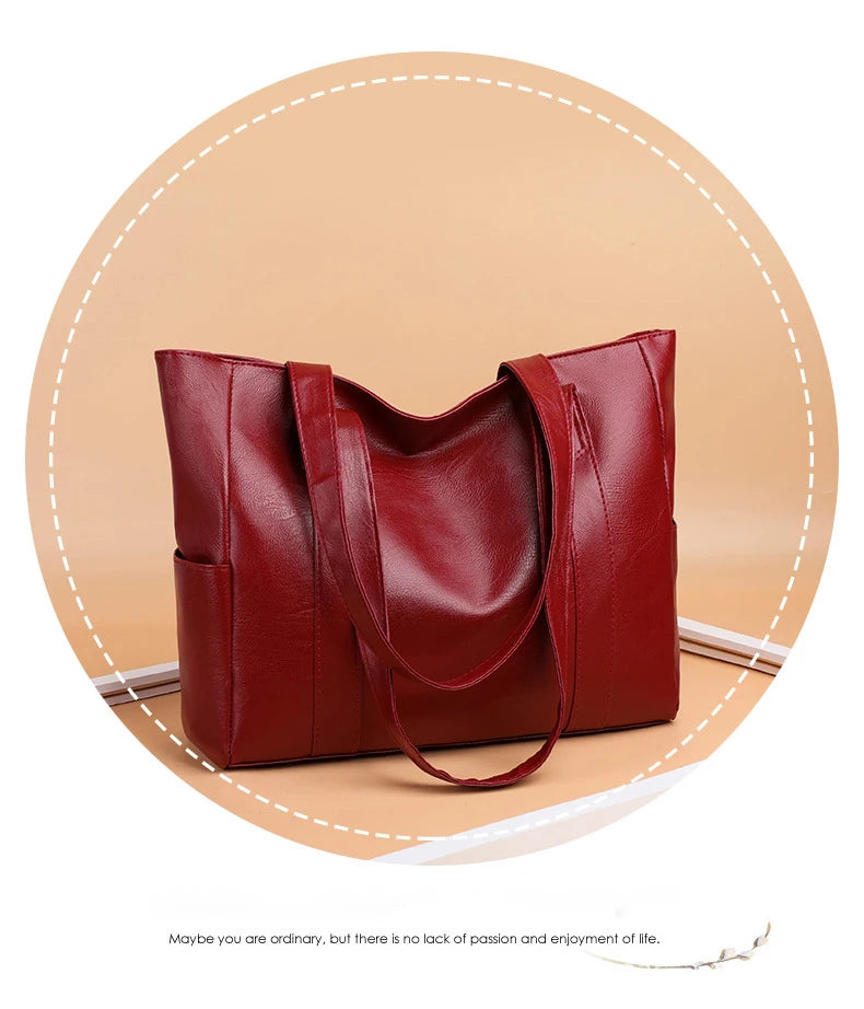 TRAVEASY 2024 Casual PU Leather Large Capacity Tote Bags for Women Fashion Solid Color Zipper Female Shoulder Bag Ladies Handbag