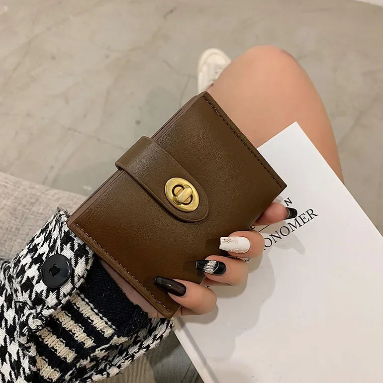 Women's Short Wallet Black Brown Minimalist Versatile Compact Card Bags Coin Purse Money Wallet Monedero Mujer Billetera 지갑