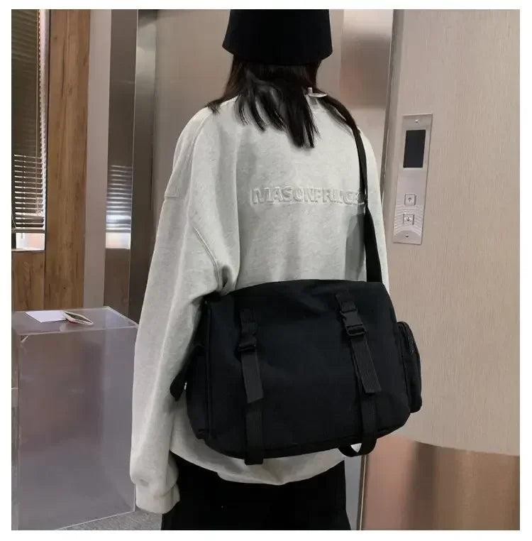 Japanese Harajuku Women Messenger Bag Solid Color Canvas Crossbody Bags Student Large Capacity Handbags Shoulder Bag Bolsos Sac