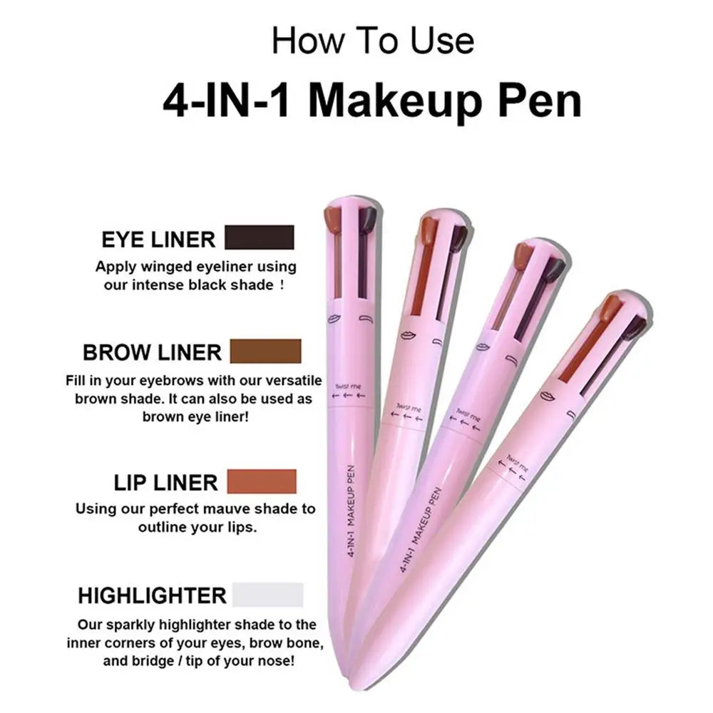 4 In 1 Makeup Pen Eyebrow Pencil Waterproof Drawing Eye Brow Long Lasting Easy Wear Eyeliner Eyebrow Pen Sweatproof Makeup Pen