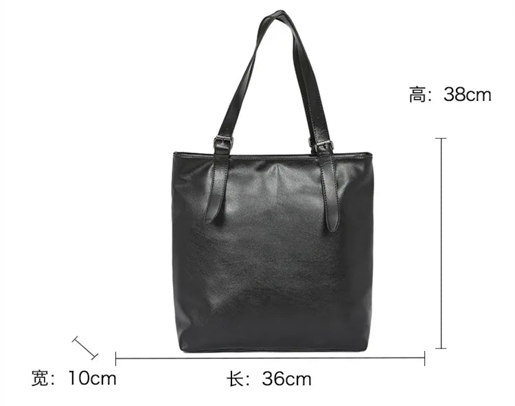 Soft Leather Tote Bag for Men Japanese Korea Style Business Casual Street Handbag Male Large Capacity Zipper Laptop Underam Bags