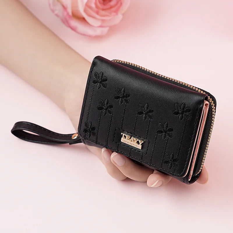 Small Women's Wallet Solid Short Pu Leather Female Wallets Hasp Coin Purse Card Holders for Girls Student 2024 Clutch Money Bag