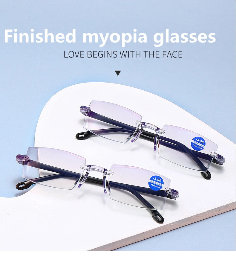 -1.0 -1.5 -2 -2.5 -3 -3.5 -4 -4.5 -5 -5.5 -6 Myopia Memory Optical Glasses Half Frame Finished Men Women Shortsighted Eyeglasses