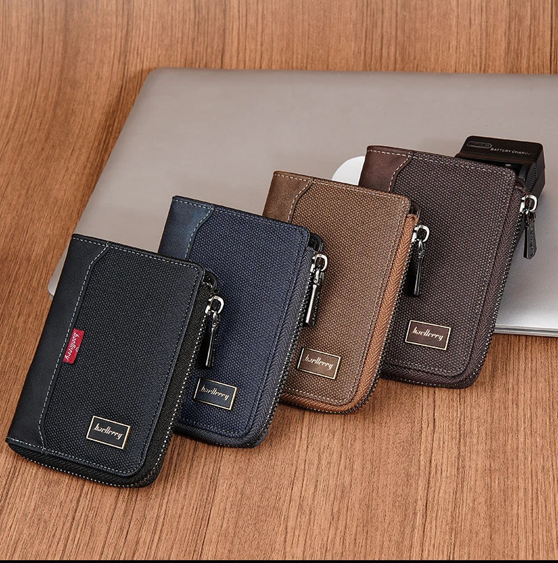 Baellerry RFID Simple Short Men Zipper Wallets Luxury Brand Card Holder Male Wallet Photo Holder Coin Pocket Man Purses